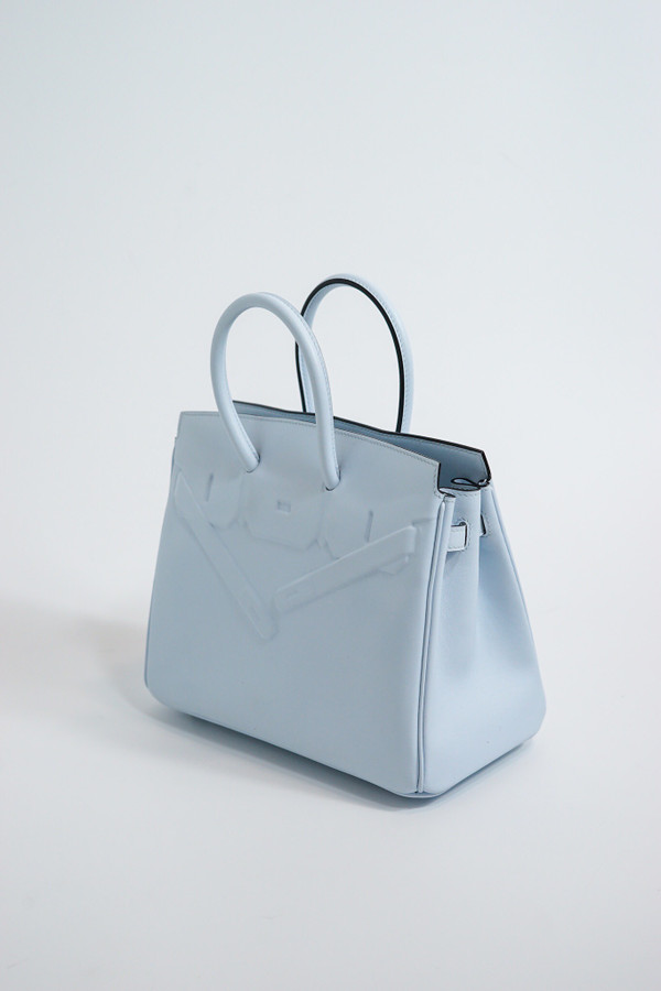 Hermes Mini Shadow Birkin 25 Bag Blue  Zephyr Evercalf Limited Edition