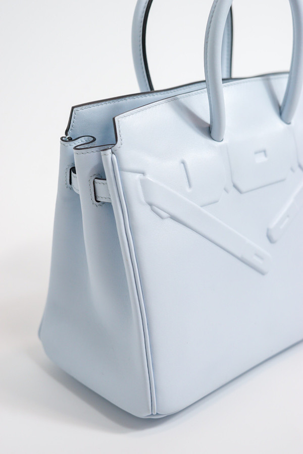 Hermes Mini Shadow Birkin 25 Bag Blue  Zephyr Evercalf Limited Edition