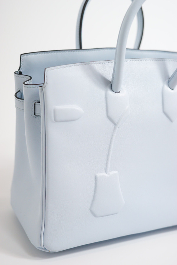 Hermes Mini Shadow Birkin 25 Bag Blue  Zephyr Evercalf Limited Edition