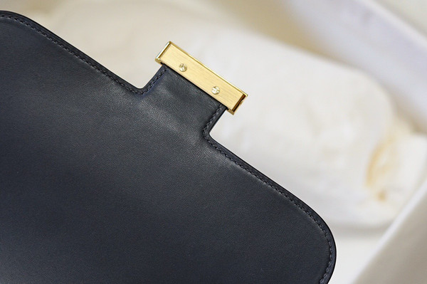 Hermès Navy Corduroy Constance 19cm  Gold GHW