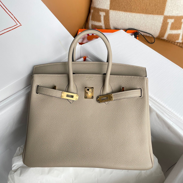 Hermes  Gris Tourterelle  Birkin 25cm Togo Gold Hardware