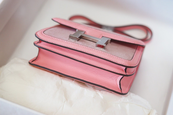 Hermès Sakura Pink Corduroy Constance 19cm Palladium Hardware
