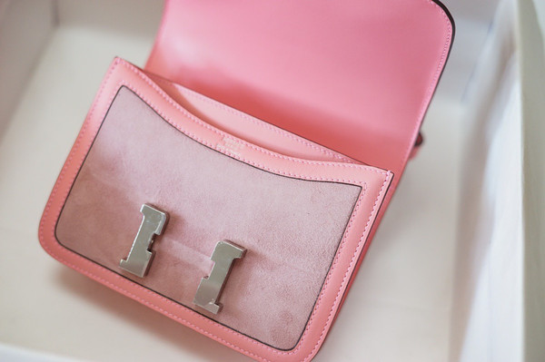 Hermès Sakura Pink Corduroy Constance 19cm Palladium Hardware