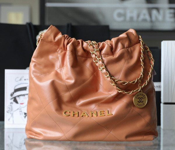 CHANEL 22 SMALL HANDBAG GOLD LOGO