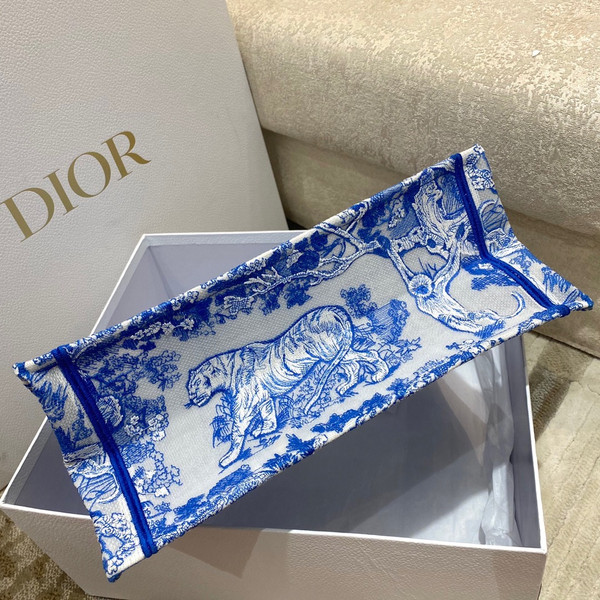 CHRISTIAN DIOR MEDIUM DIOR BOOK TOTE Fluorescent Blue Toile de Jouy Reverse Embroidery