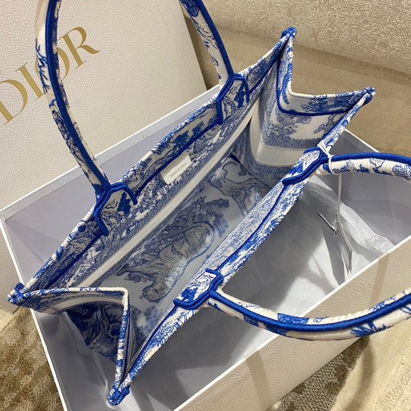 CHRISTIAN DIOR MEDIUM DIOR BOOK TOTE Fluorescent Blue Toile de Jouy Reverse Embroidery