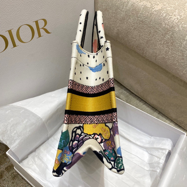 CHRISTIAN DIOR SMALL DIOR BOOK TOTE Latte Dior Ciel de Rêve Embroidery