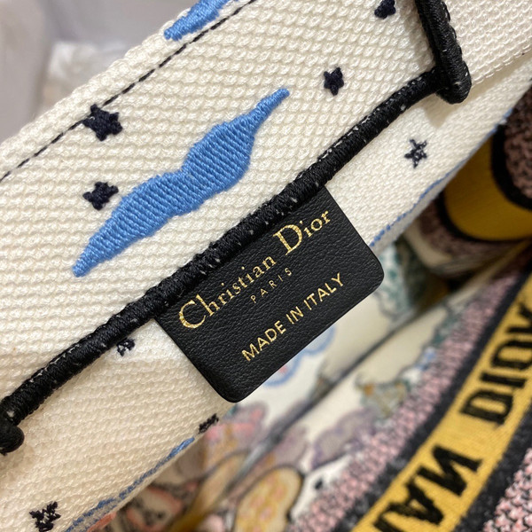 CHRISTIAN DIOR SMALL DIOR BOOK TOTE Latte Dior Ciel de Rêve Embroidery