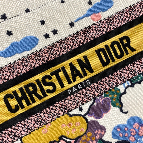 CHRISTIAN DIOR SMALL DIOR BOOK TOTE Latte Dior Ciel de Rêve Embroidery