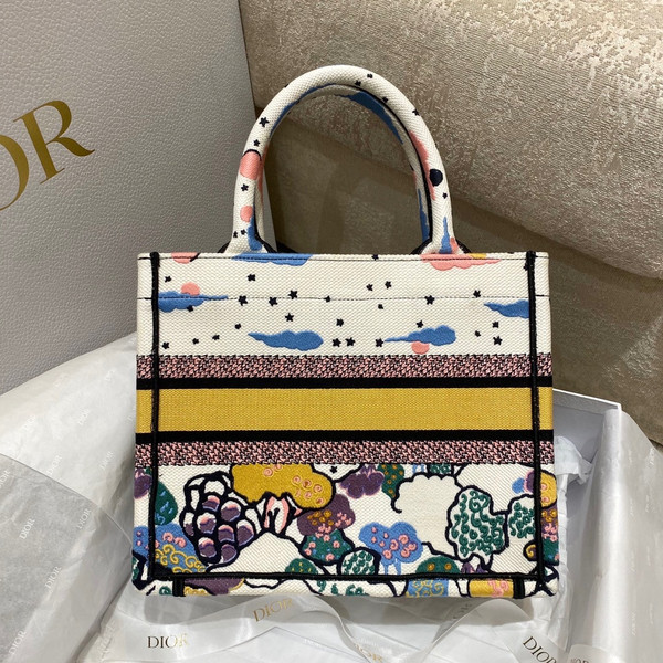 CHRISTIAN DIOR SMALL DIOR BOOK TOTE Latte Dior Ciel de Rêve Embroidery