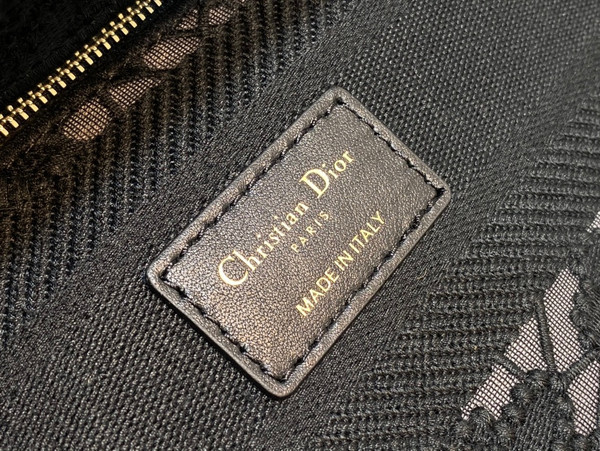 Christian Dior MEDIUM LADY D-LITE BAG Natural Embroidery with Macramé Effect  Black