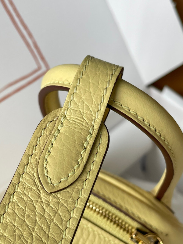 Hermes Mini Lindy 20cm Bag Jaune Poussin Togo Gold Hardware