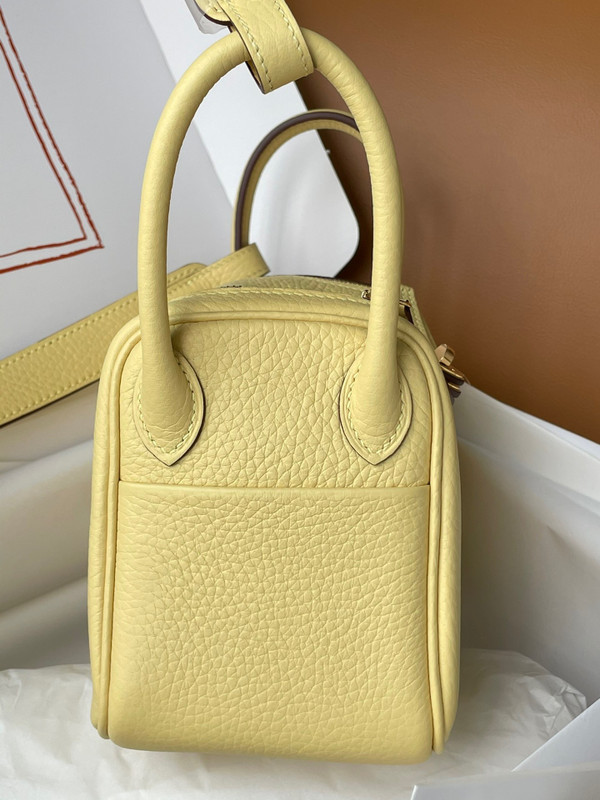 Hermes Mini Lindy 20cm Bag Jaune Poussin Togo Gold Hardware