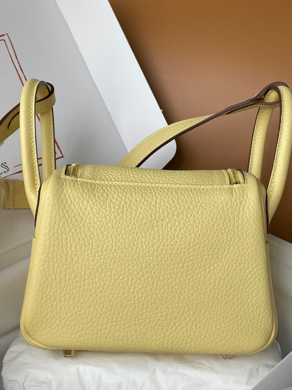 Hermes Mini Lindy 20cm Bag Jaune Poussin Togo Gold Hardware