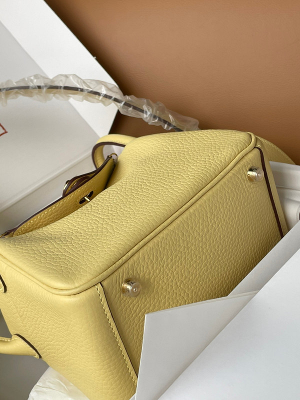 Hermes Mini Lindy 20cm Bag Jaune Poussin Togo Gold Hardware