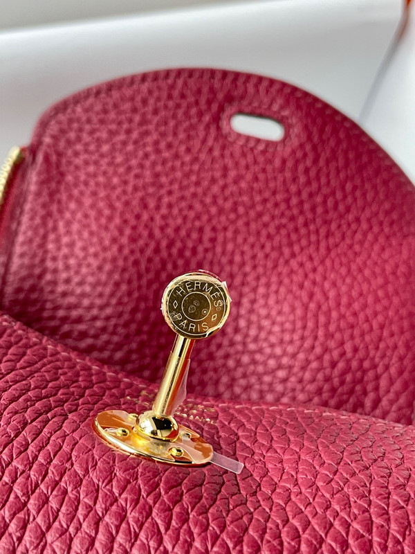 Hermes Mini Lindy 20cm Bag Rough Grenada Togo Gold Hardware