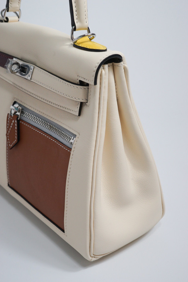 Hermes Colormatic Kelly 25 Craie Swift Calfskin Palladium Hardware