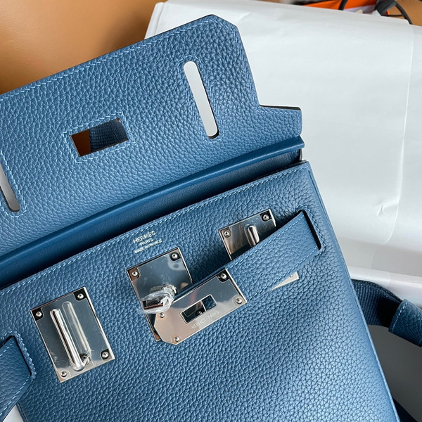 Hermes Kelly HAC A Dos Bag Blue Agate Togo Leather Palladium Hardware 2022