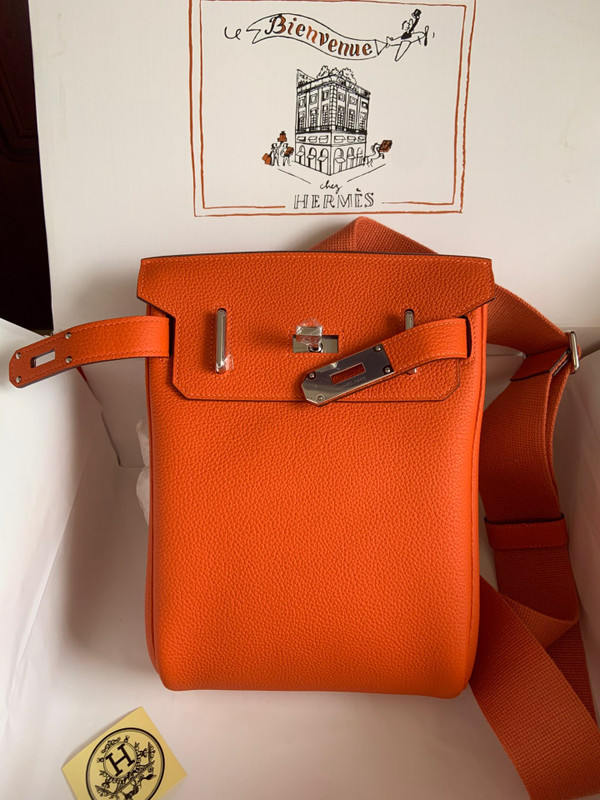 Hermes Kelly HAC A Dos Bag Orange Togo Leather Palladium Hardware 2022