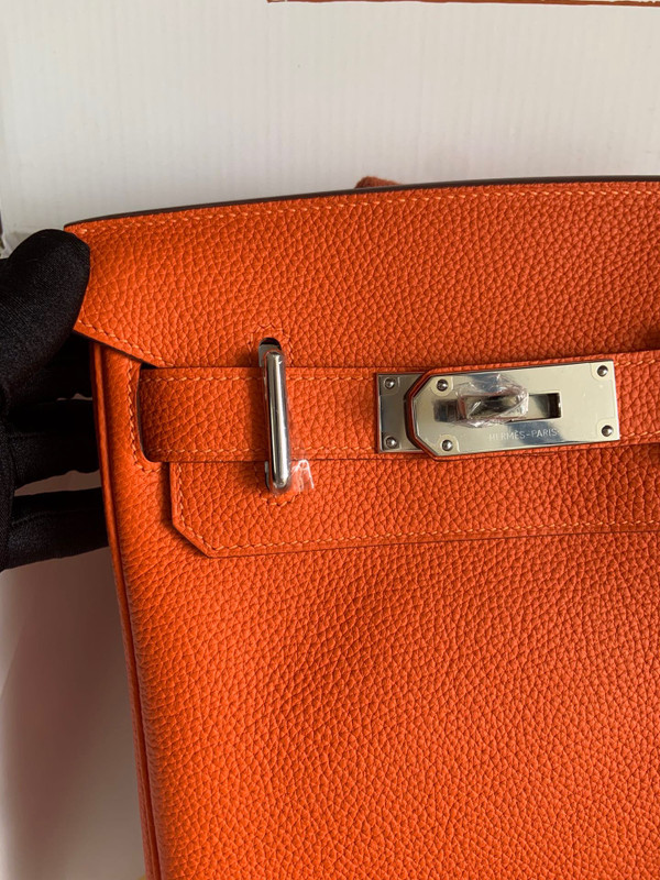 Hermes Kelly HAC A Dos Bag Orange Togo Leather Palladium Hardware 2022