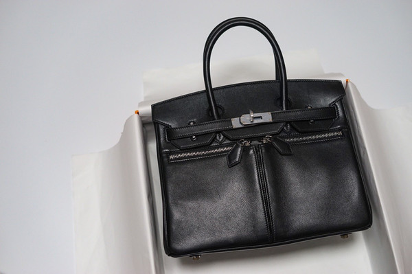 [Exclusive] Hermes Black Birkin Lakis 30 Bag with palladium hardware