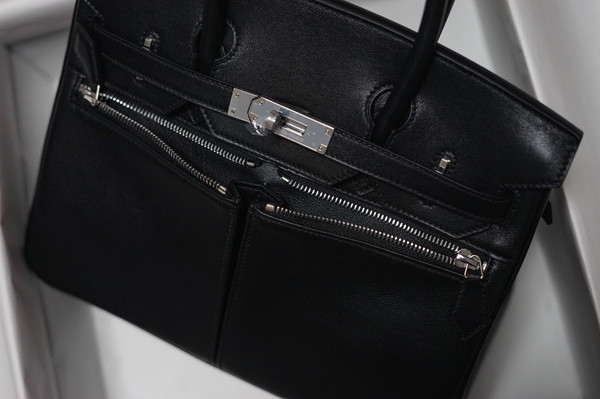 [Exclusive] Hermes Black Birkin Lakis 30 Bag with palladium hardware