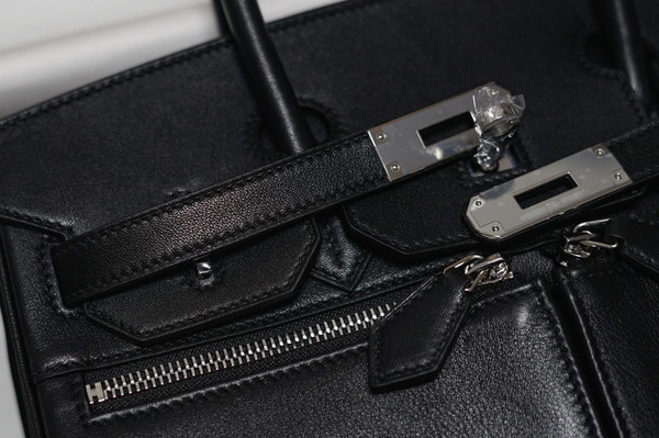 [Exclusive] Hermes Black Birkin Lakis 30 Bag with palladium hardware