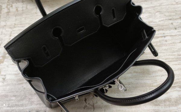 [Exclusive] Hermes Black Birkin Lakis 30 Bag with palladium hardware