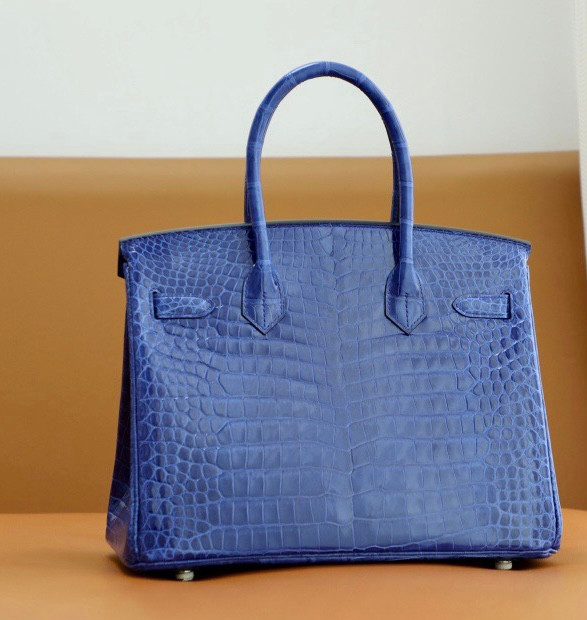 Hermes Matte Blue Electric Prosperous  crocodile  Birkin bag with 18-karat white gold and diamond