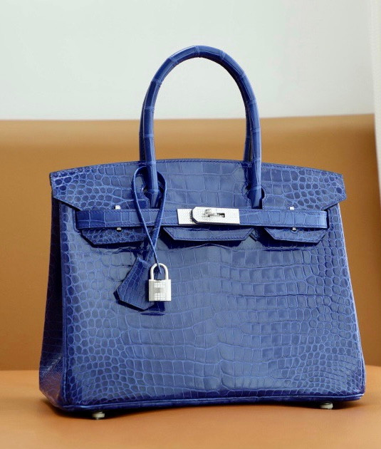 Hermes Matte Blue Electric Prosperous  crocodile  Birkin bag with 18-karat white gold and diamond