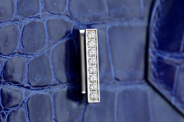 Hermes Matte Blue Electric Prosperous  crocodile  Birkin bag with 18-karat white gold and diamond