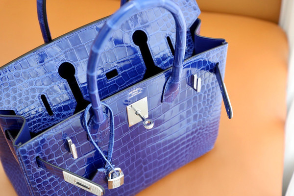 Hermes Matte Blue Electric Prosperous  crocodile  Birkin bag with 18-karat white gold and diamond