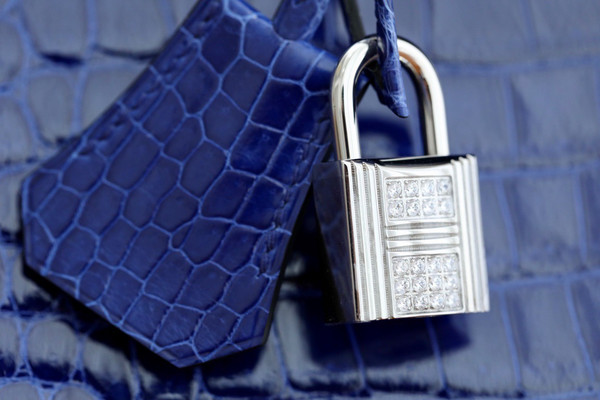 Hermes Matte Blue Electric Prosperous  crocodile  Birkin bag with 18-karat white gold and diamond