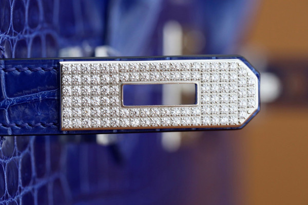 Hermes Matte Blue Electric Prosperous  crocodile  Birkin bag with 18-karat white gold and diamond