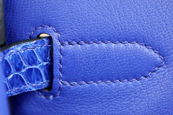 Hermes Matte Blue Electric Prosperous  crocodile  Birkin bag with 18-karat white gold and diamond