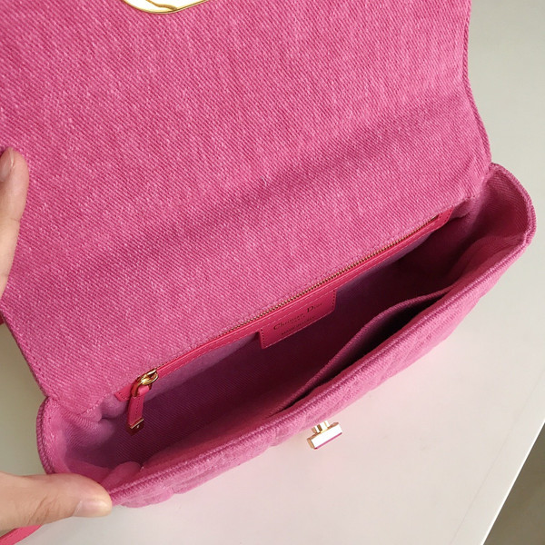 Christian Dior SMALL DIOR CARO BAG Rose  Macrocannage Linen