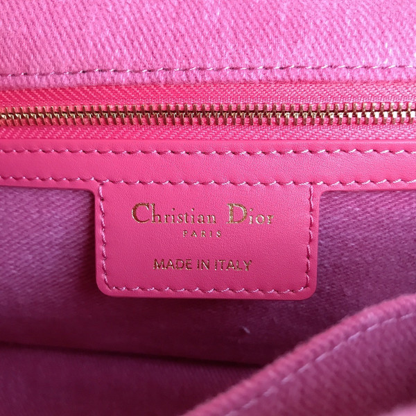 Christian Dior SMALL DIOR CARO BAG Rose  Macrocannage Linen
