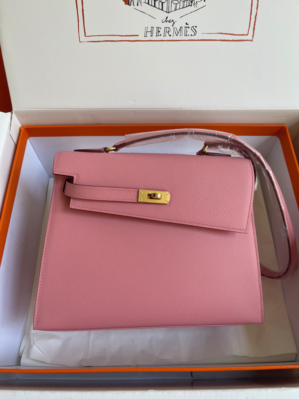 Hermes Kelly Sellier 20 en Desordre Sakura Pink