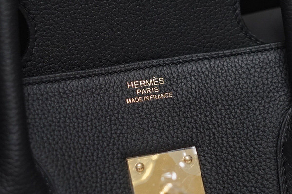 Hermes Hac 50 Travel Bag Black Togo Leather Gold Hardware