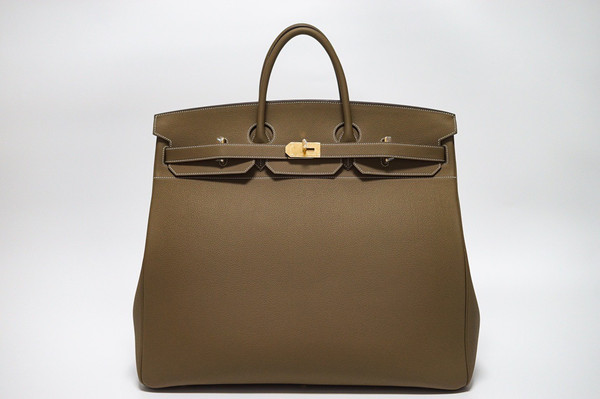 Hermes Hac 50 Travel Bag Etoupe Togo Leather Gold Hardware