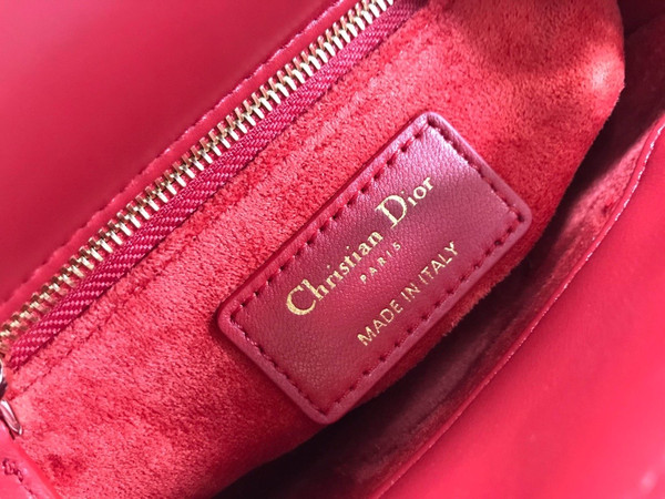 Christian Dior Mini LADY DIOR BAG Red Printed Calfskin with Multicolor Dior In Lights Pearl and Thread Embroidery