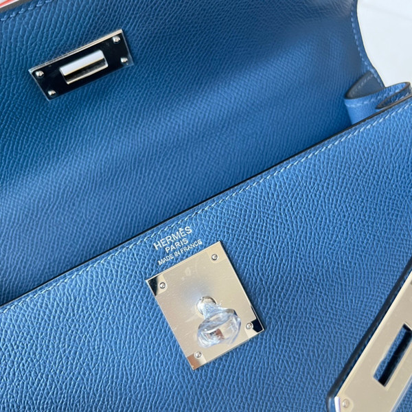 Hermès R2 Blue Agate Kelly 28  Epsom Palladium Hardware