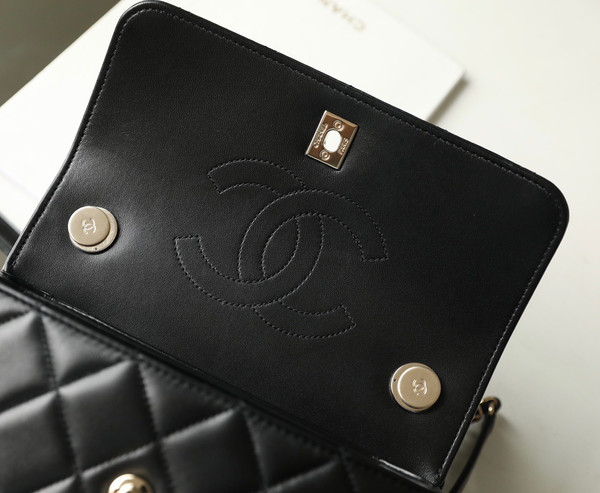 Chanel FLAP BAG WITH TOP HANDLE SILVER HARDWARE 2022