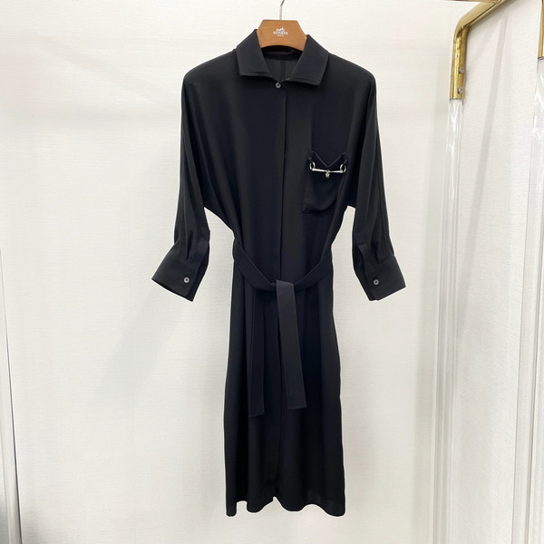 Hermes Shirt dress with "Mors a Jouet" detail Black