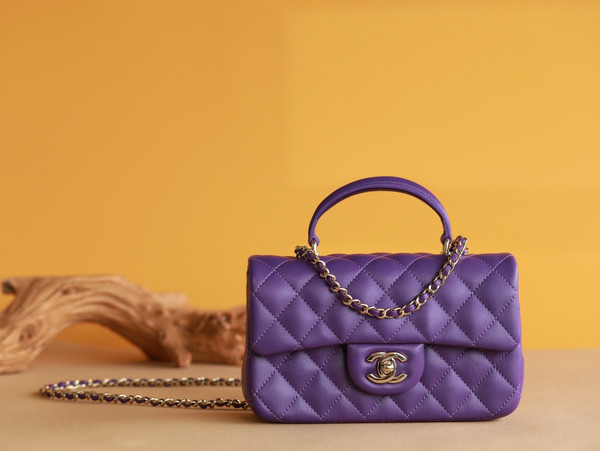 Chanel Fall-Winter 2022/23 Pre-Collection Purple  MINI FLAP BAG WITH TOP HANDLE