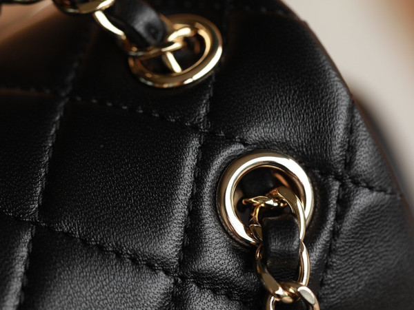 CHANEL 22C Black Crinkled Calfskin Duma Backpack