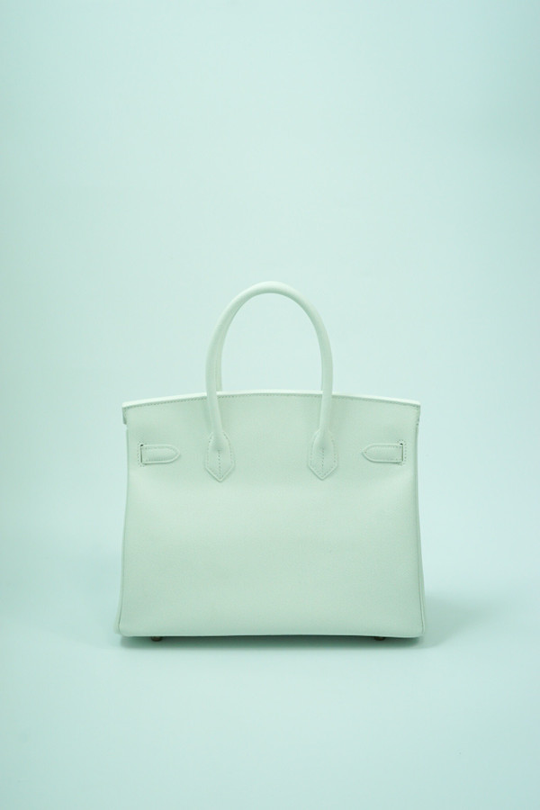Hermès Birkin 30 White Epsom with Custom Feather Panel & Palladium Hardware