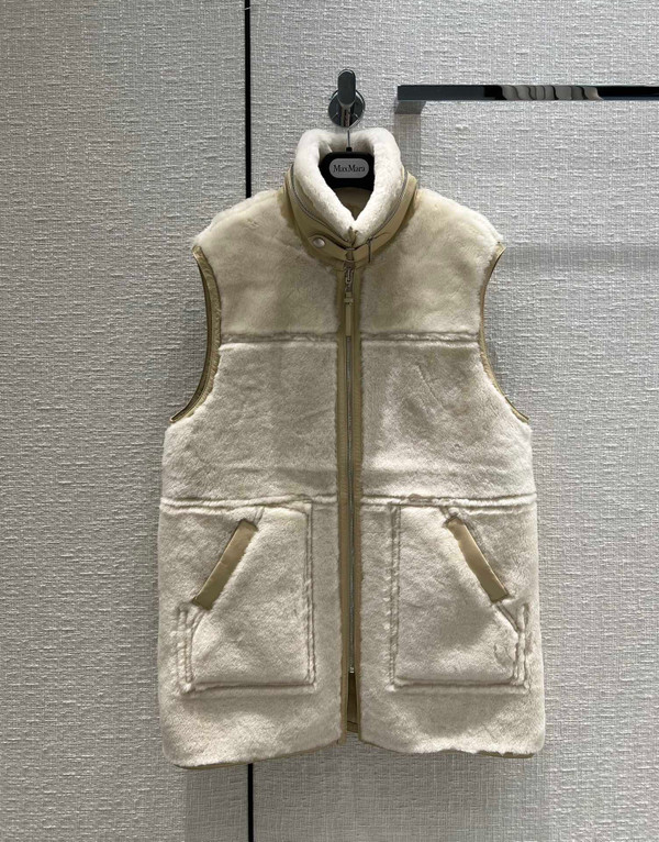 Hermès Reversible long leather vest Ivory