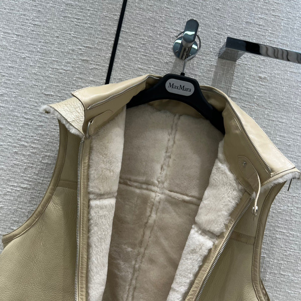 Hermès Reversible long leather vest Ivory