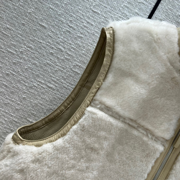 Hermès Reversible long leather vest Ivory